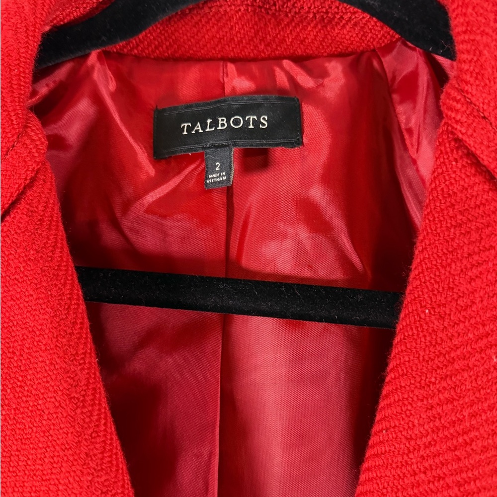 Talbots Bright Red Single-Button Notch Lapel Blaz… - image 2